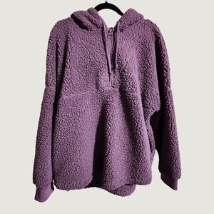 Pink‎ Victoria's Secret Teddy Hoodie Quarter Zip Large Purple